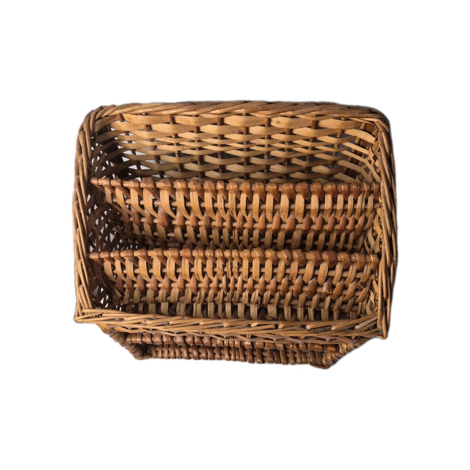 Vintage 1970s Large Wicker Rattan Desk Organizer Letter Holder Tray Sturdy Nice