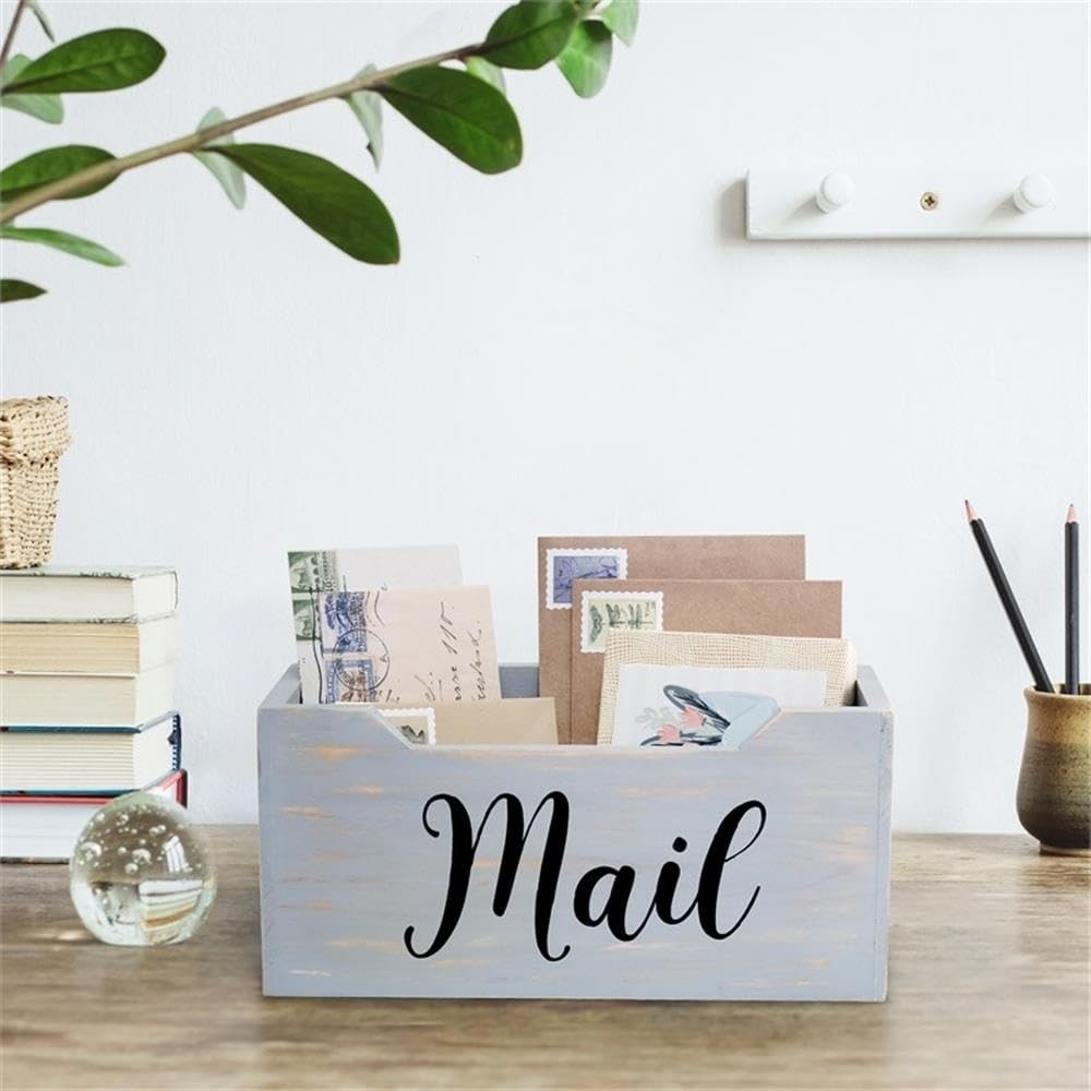 HG2010-GMB Rustic Farmhouse Wooden Tabletop Black Script Word Organizer , Let…