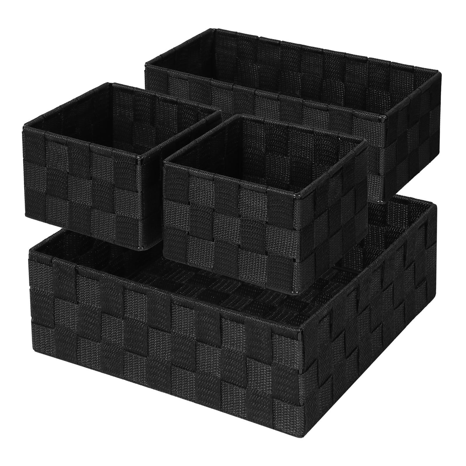 Small Black Baskets Cube Bin Container Tote,Woven Storage Baskets for Organiz…