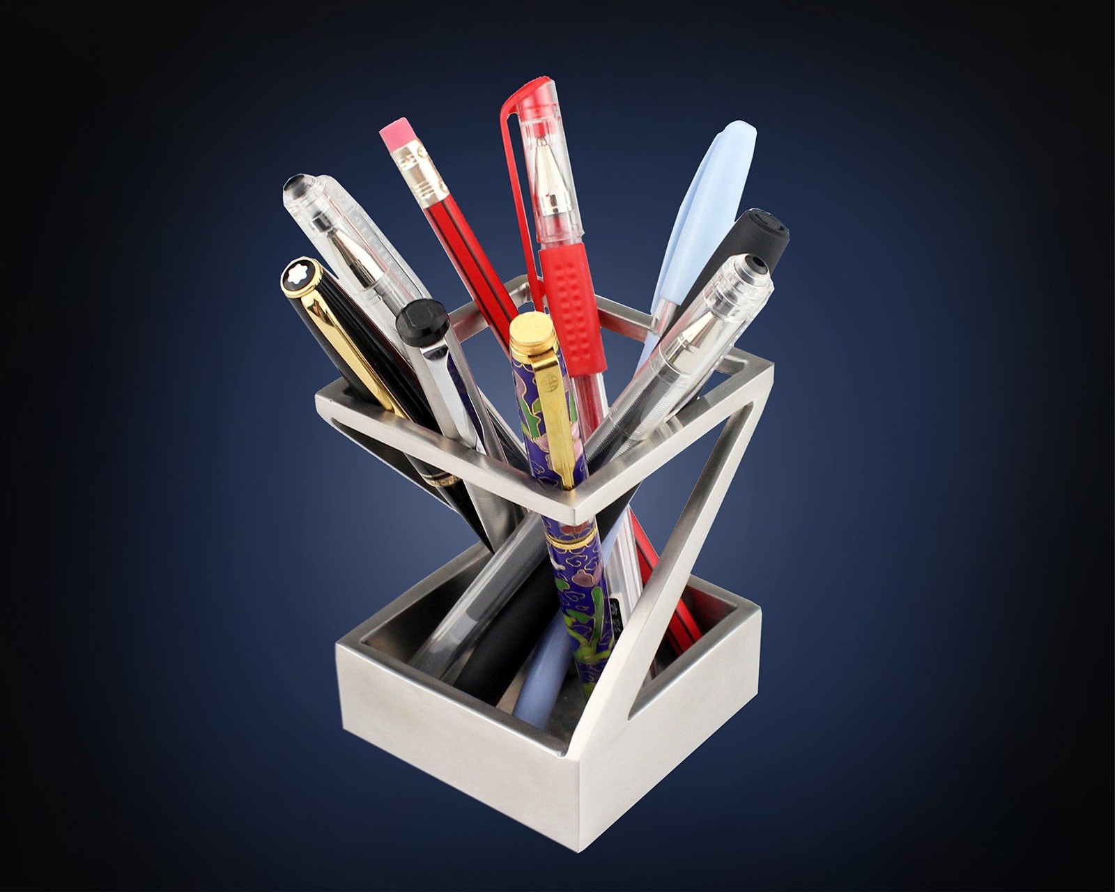 Modern Art Pen and Pencil Holder St203 Stainless Steel Silver color Patented …