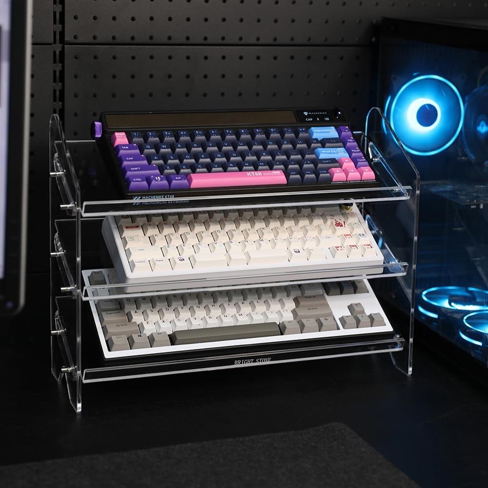 Bright Stone Acrylic Keyboard Display Stand,Mechanical Storage Clear