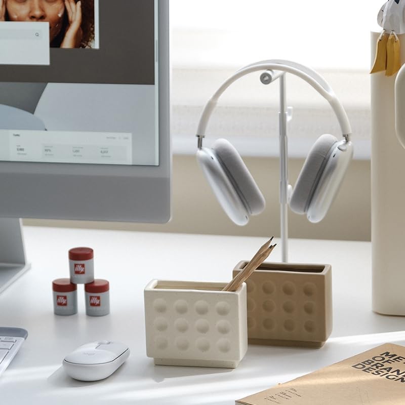 Abstract Square Face Pen Holder, Modern and Minimalistic Desk Accessories (Ma…