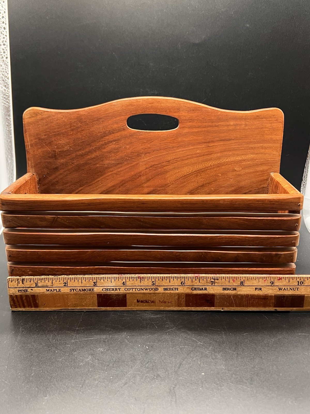 Wooden 2‑Slot Mail Holder Desk Organizer for Letters Envelopes Files Office