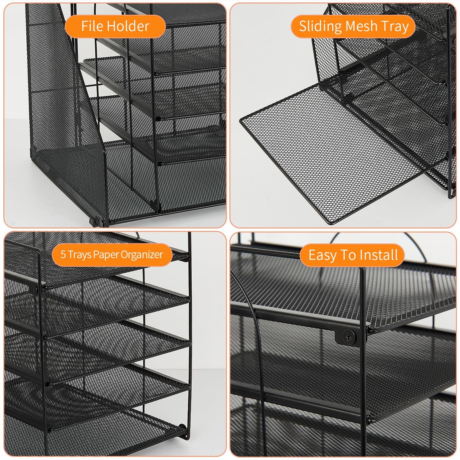 LEKETREE Desk Organizers and Accessories, 5-Tier Paper Letter Tray Organizer …