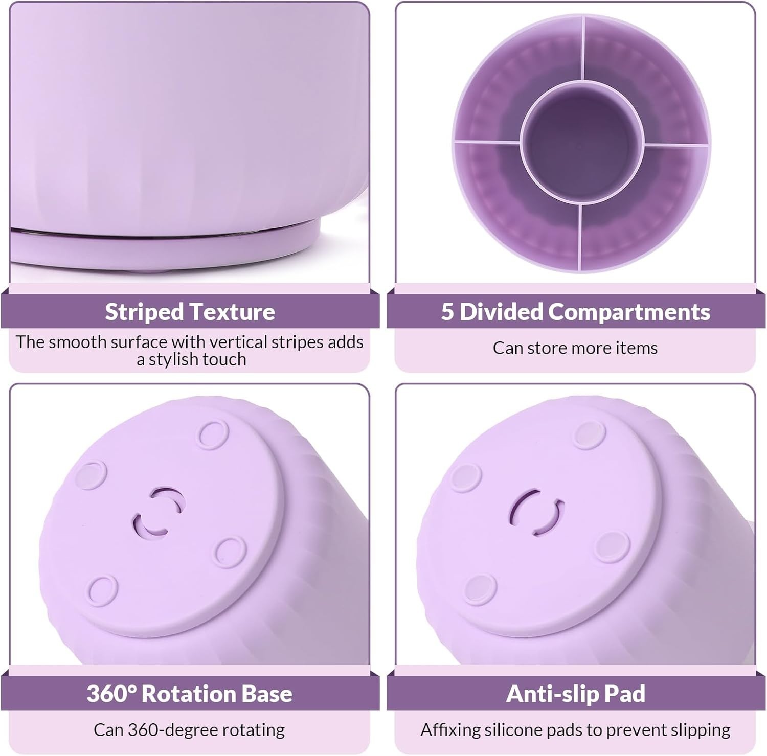 360 Degree Rotating Desk Organizer Dual-Purpose Pencil Pen Holder Purple