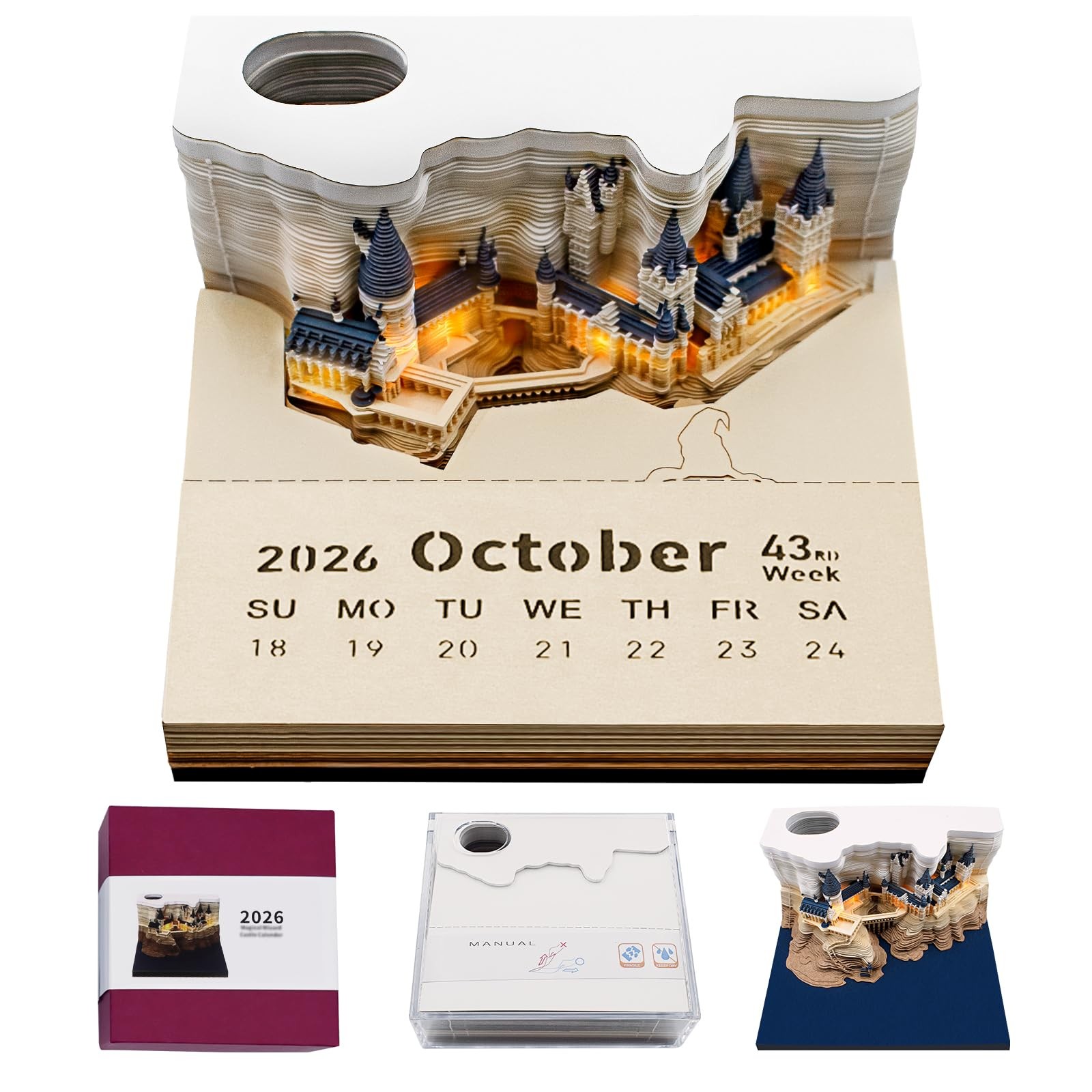 3D Calendar 2026, Pen Holder Tree House, Detachable DIY castle