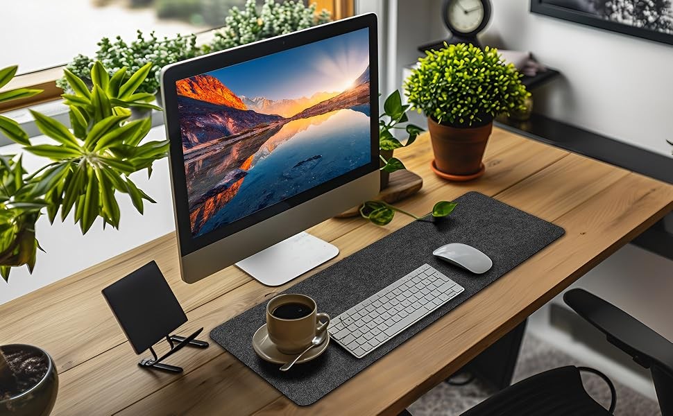 Large Felt Desk mat 36×12 inches, with Non-Slip Full Desk Mouse Pad,Office
