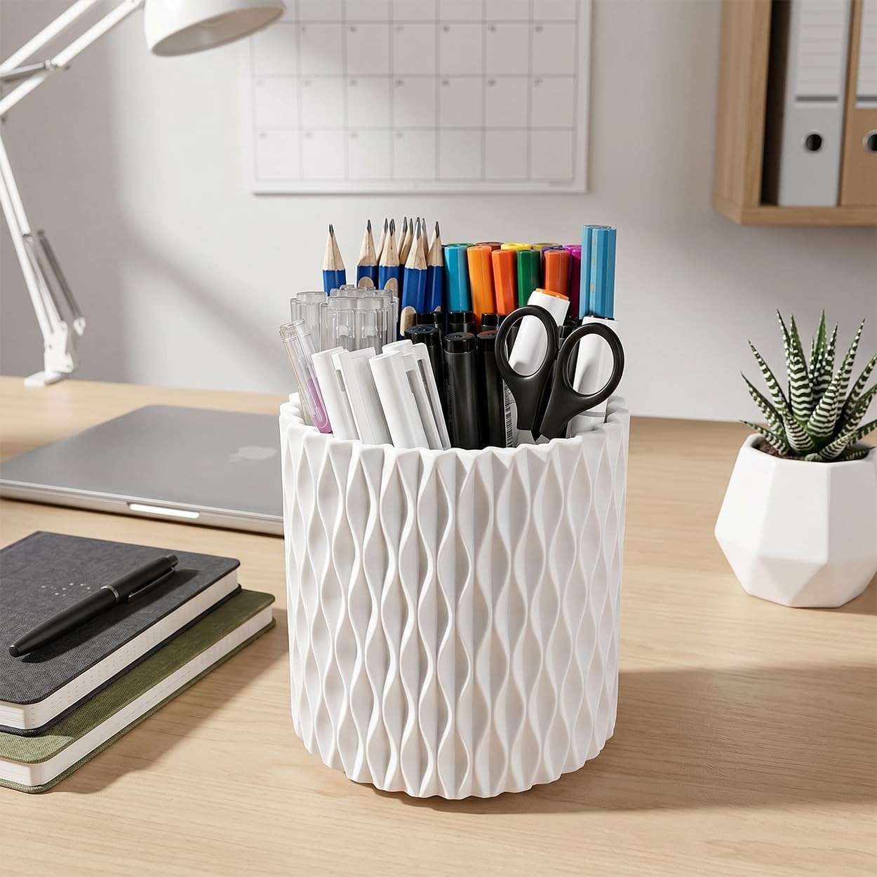 Rotating Pen Holder for Desk, 5 Slots Easthetic Pencil holder Desk Organizer