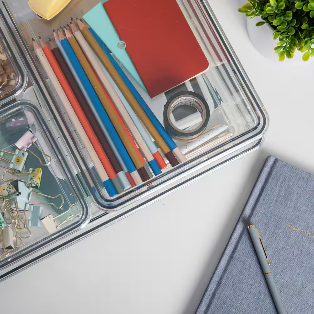 Clear Desk Organizer Set of 4 – 2 Small/1 Medium/1 Large