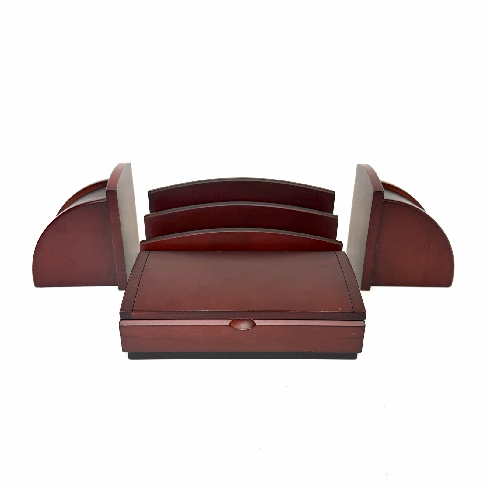 Eldon Executive Woodline Desk Organizer & Book Ends Set Mahogany