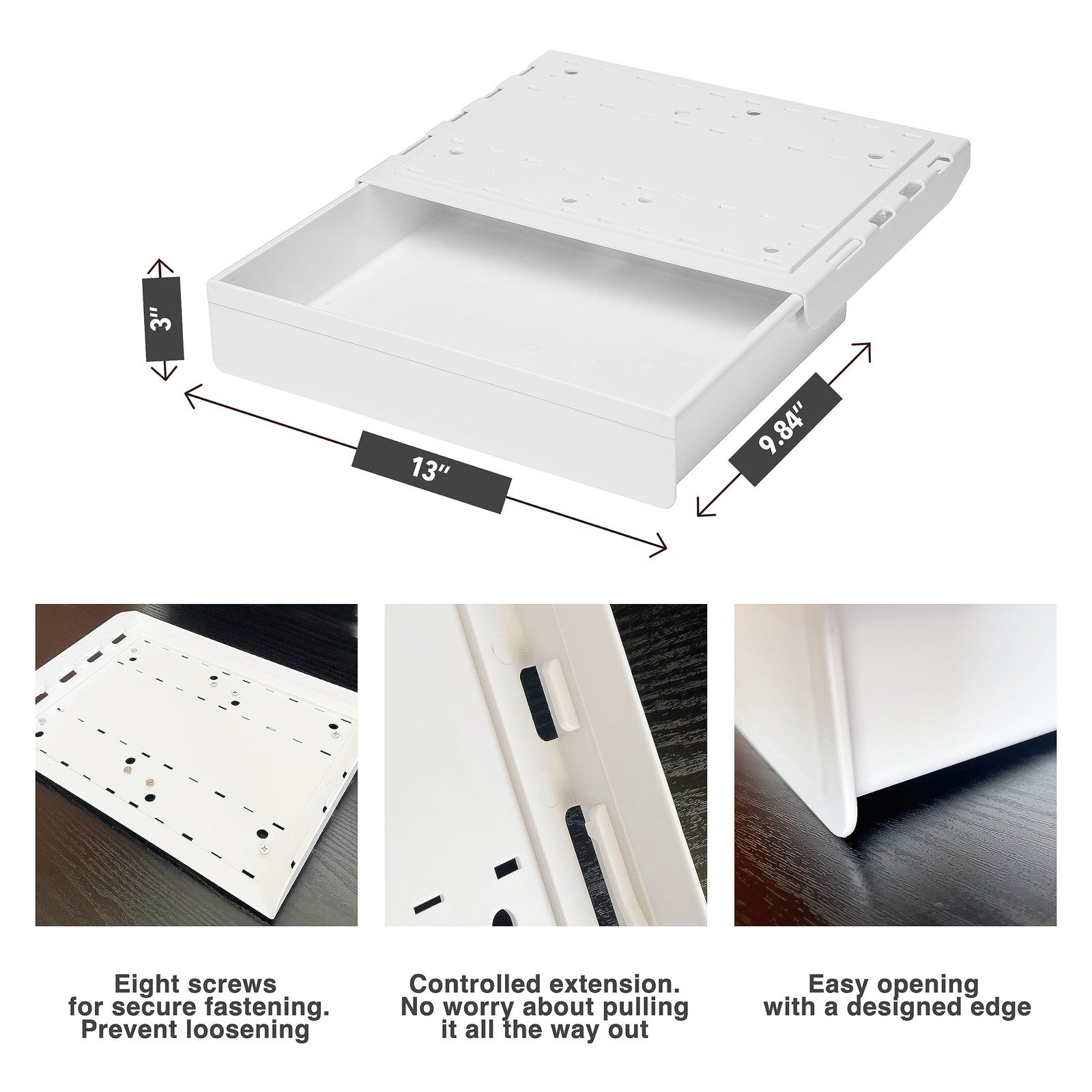 AirTaxiing Under Desk Drawer – Super Large Table Hidden Large, White