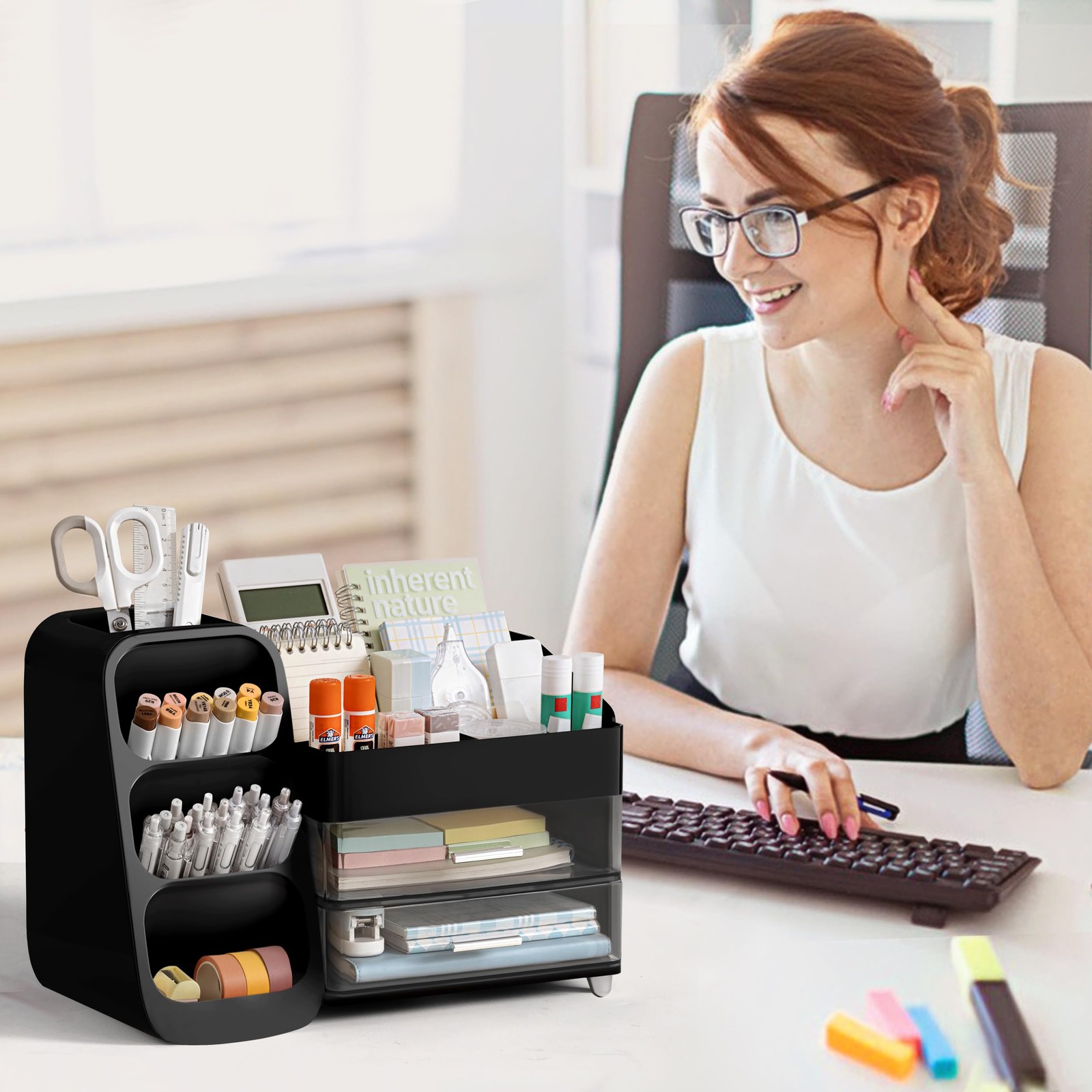 HBlife Desk Organizer with Pen Pencil Holder for Desk, Black