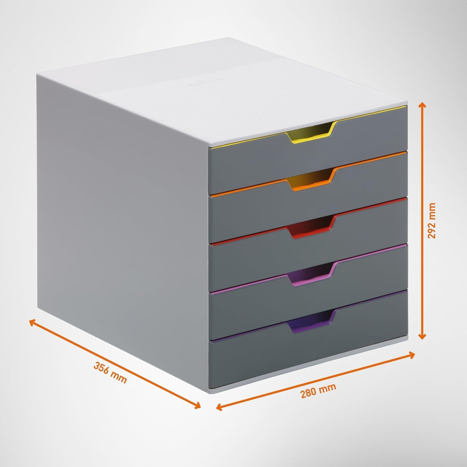 Varicolor 5 Drawer Unit – Gray Desktop Drawer Set with 5 Color Coded Draws – Per