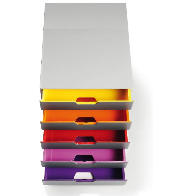Varicolor 10 Drawer Unit – Gray Desktop Organizer with 10 Color-Coded Drawers