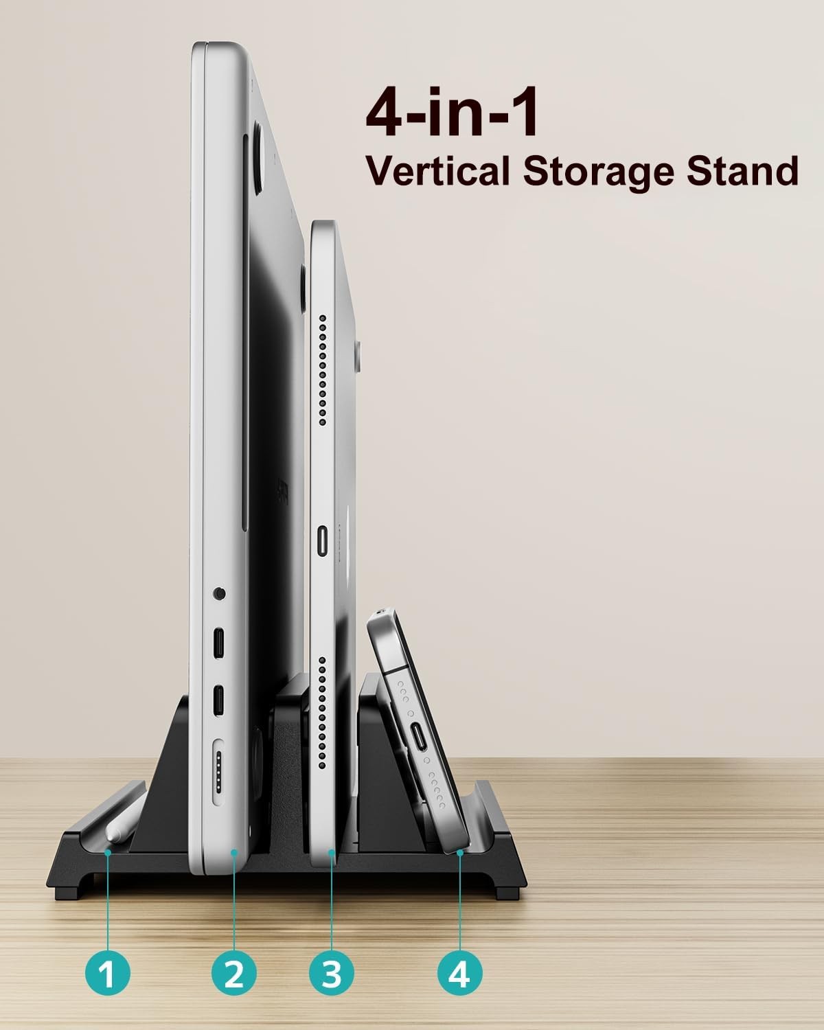 DC DREWCHAN Vertical Laptop Stand for Desk, Dual Slots Plastic Black