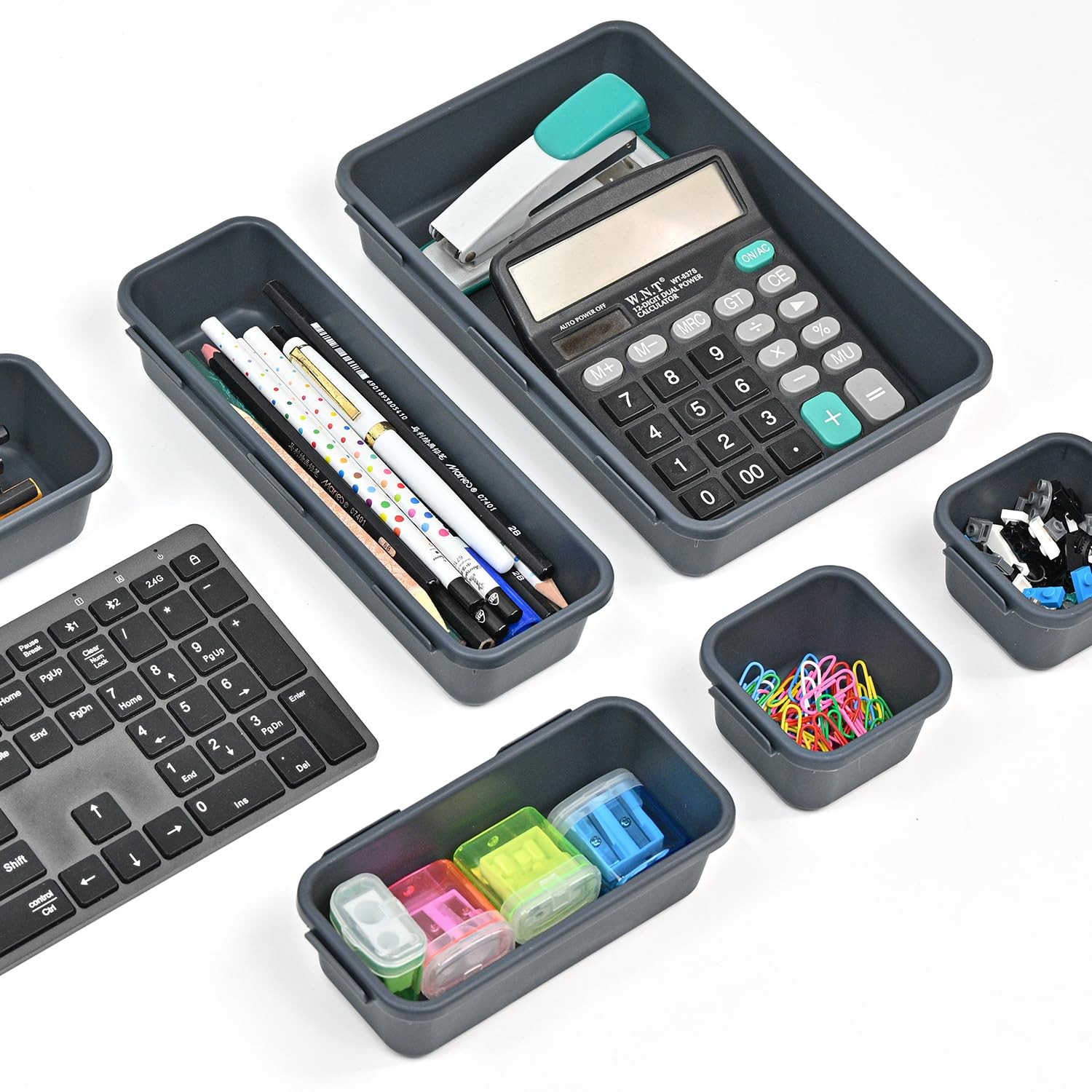 BOPART 25PCS Drawer Organizer Set, Interlockting Desk Drawer Storage Bins Tra…