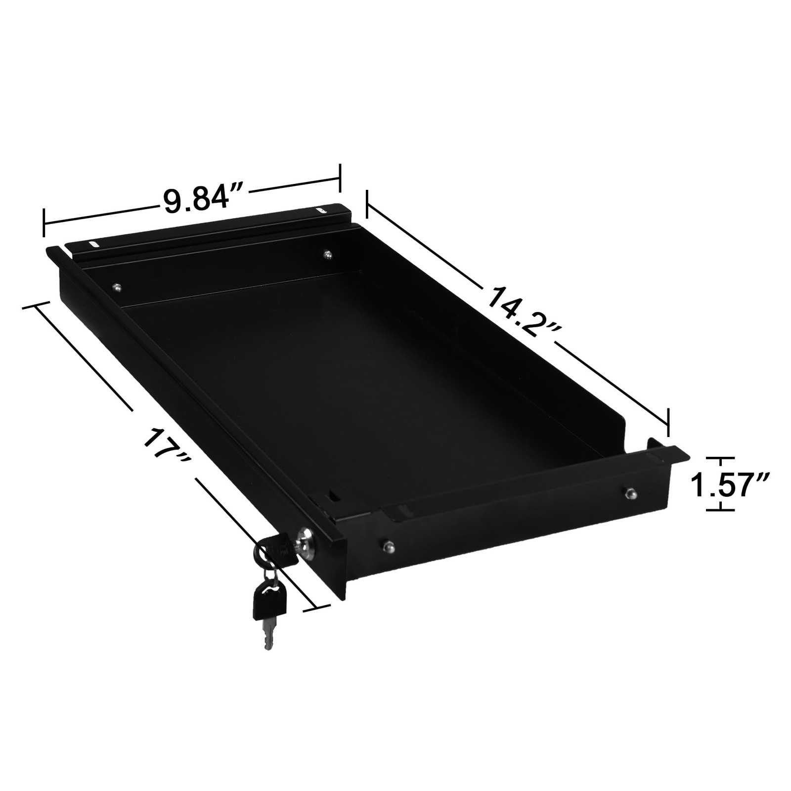 Frassie 17 Inch Under Desk Pull-Out Drawer with Lock Office Mounted Black