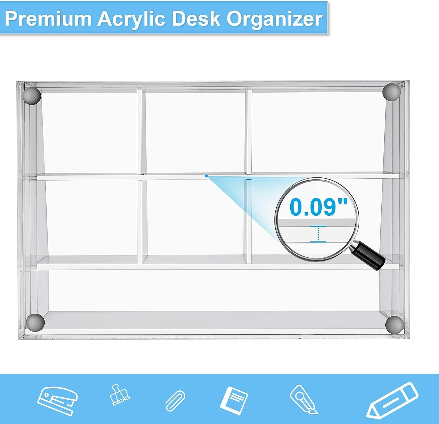 VITVITI Acrylic Desk Organizer, Upgraded Clear Pencil Organizer for Desk, 7 Comp