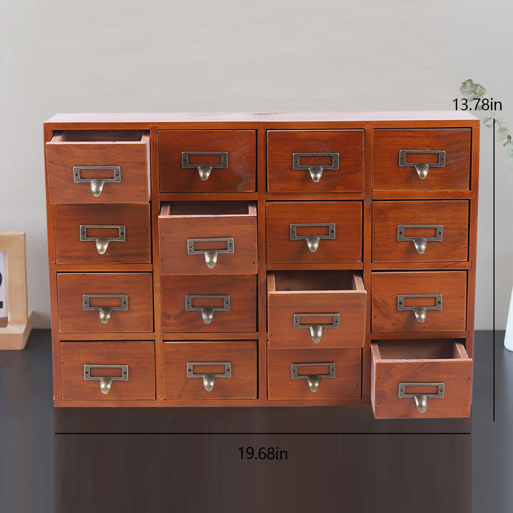Wooden Storage Box with 16 Drawers – Home Office Desk Organization and Storage