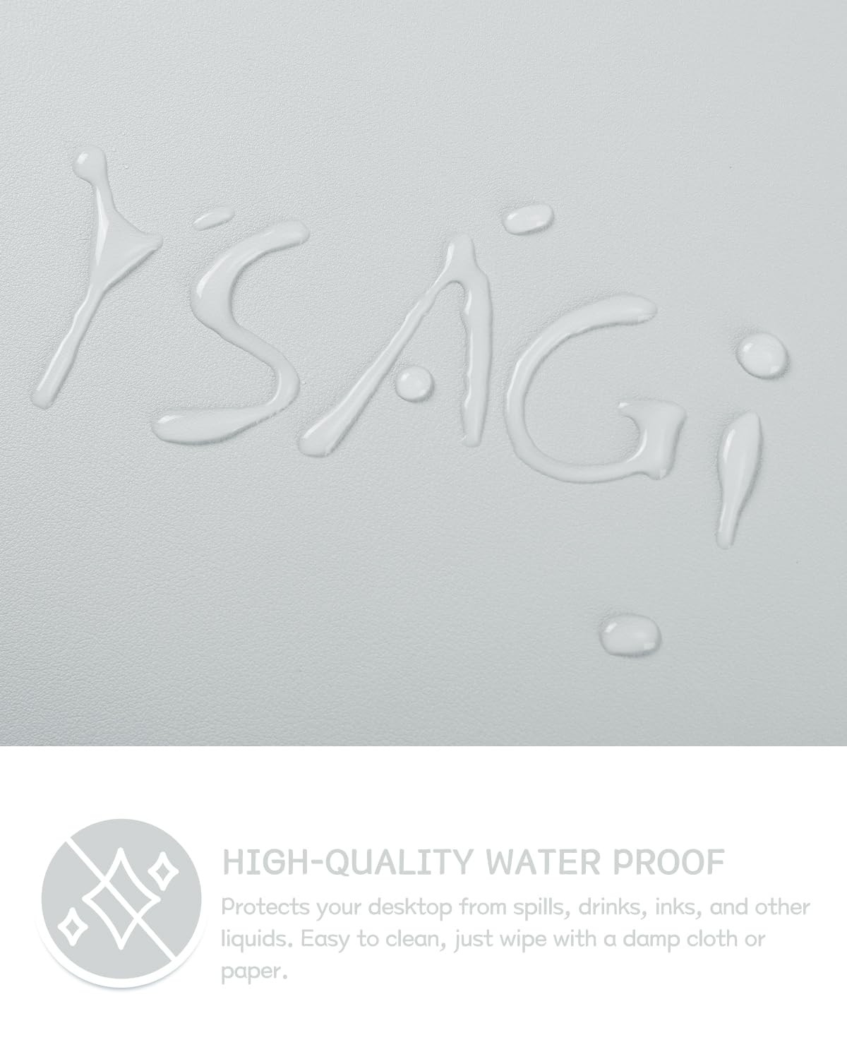 YSAGi Non-Slip Leather Desk Pad, Waterproof Laptop 23.6″ x 13.7″, Silver-grey