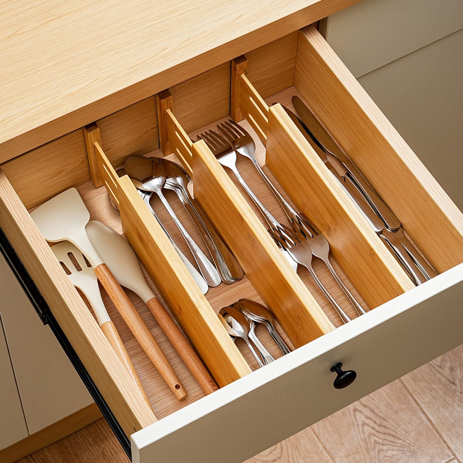 Fabsome Dresser Drawer Organizers 6 Pack 4.65 High Adjustable From 17-22 Bamboo