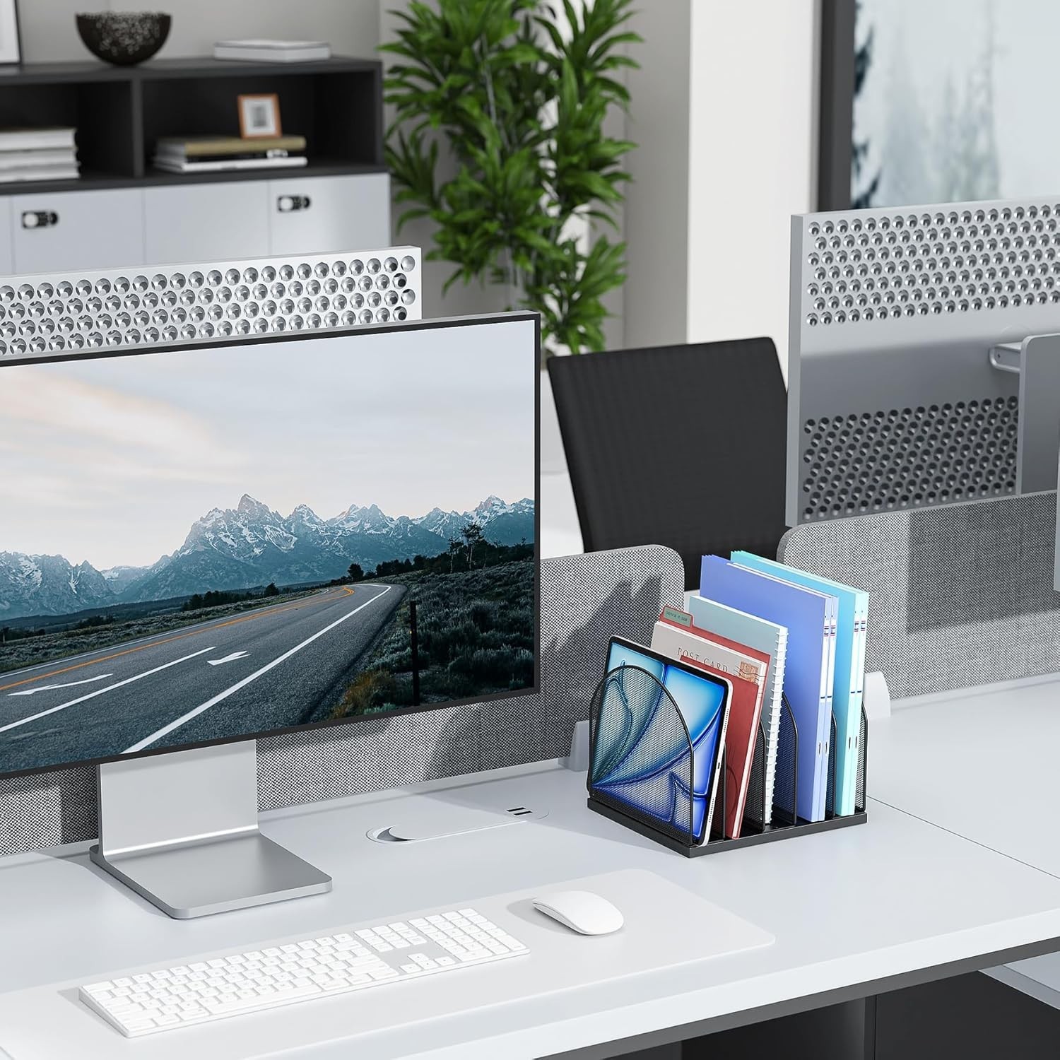 Desktop File Organizer, Desk Organizer with 5 Compartments, Paper Organizer f…