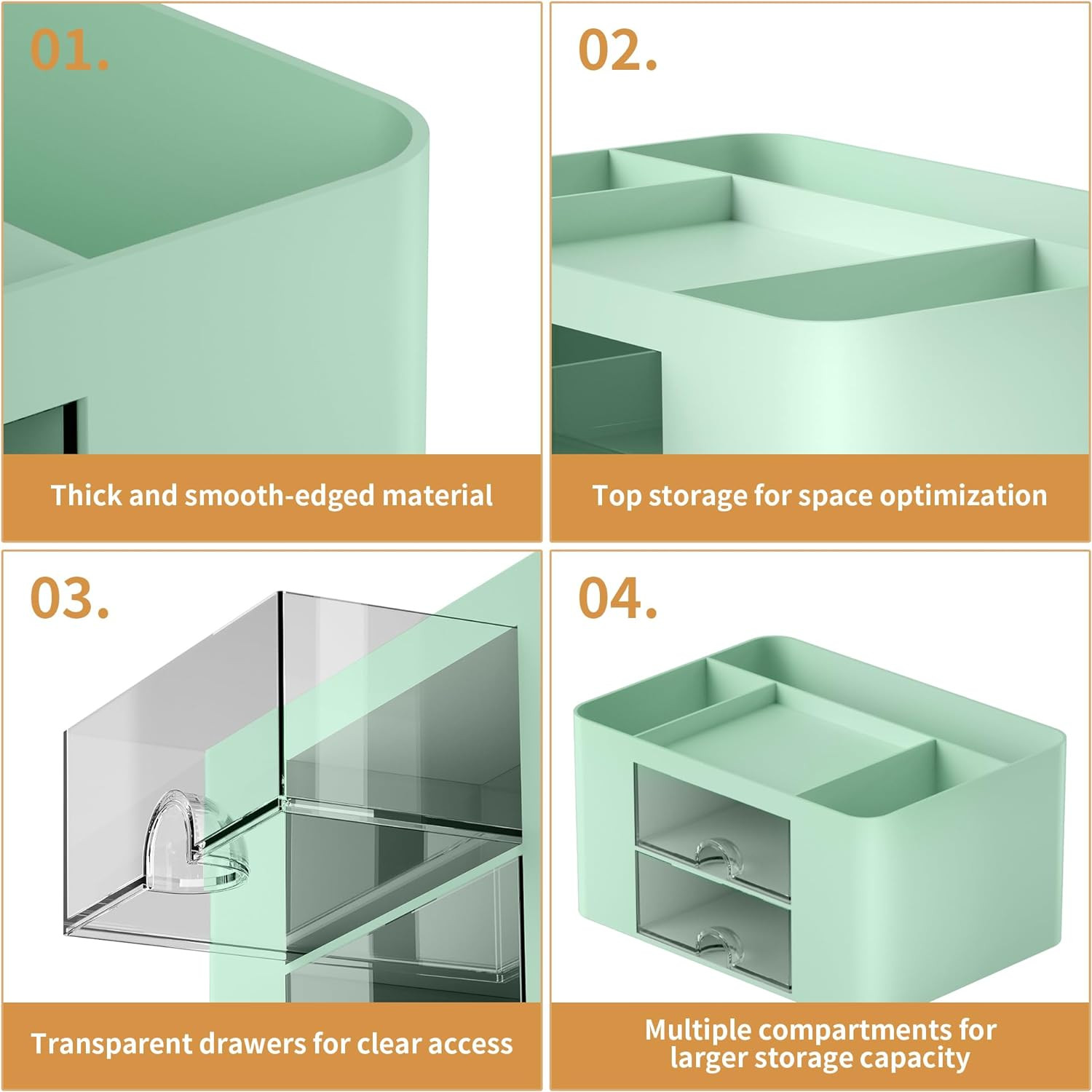 Pen Organizer with 2 Drawer, Multi-Functional Pencil Holder for Desk, Desk Organ