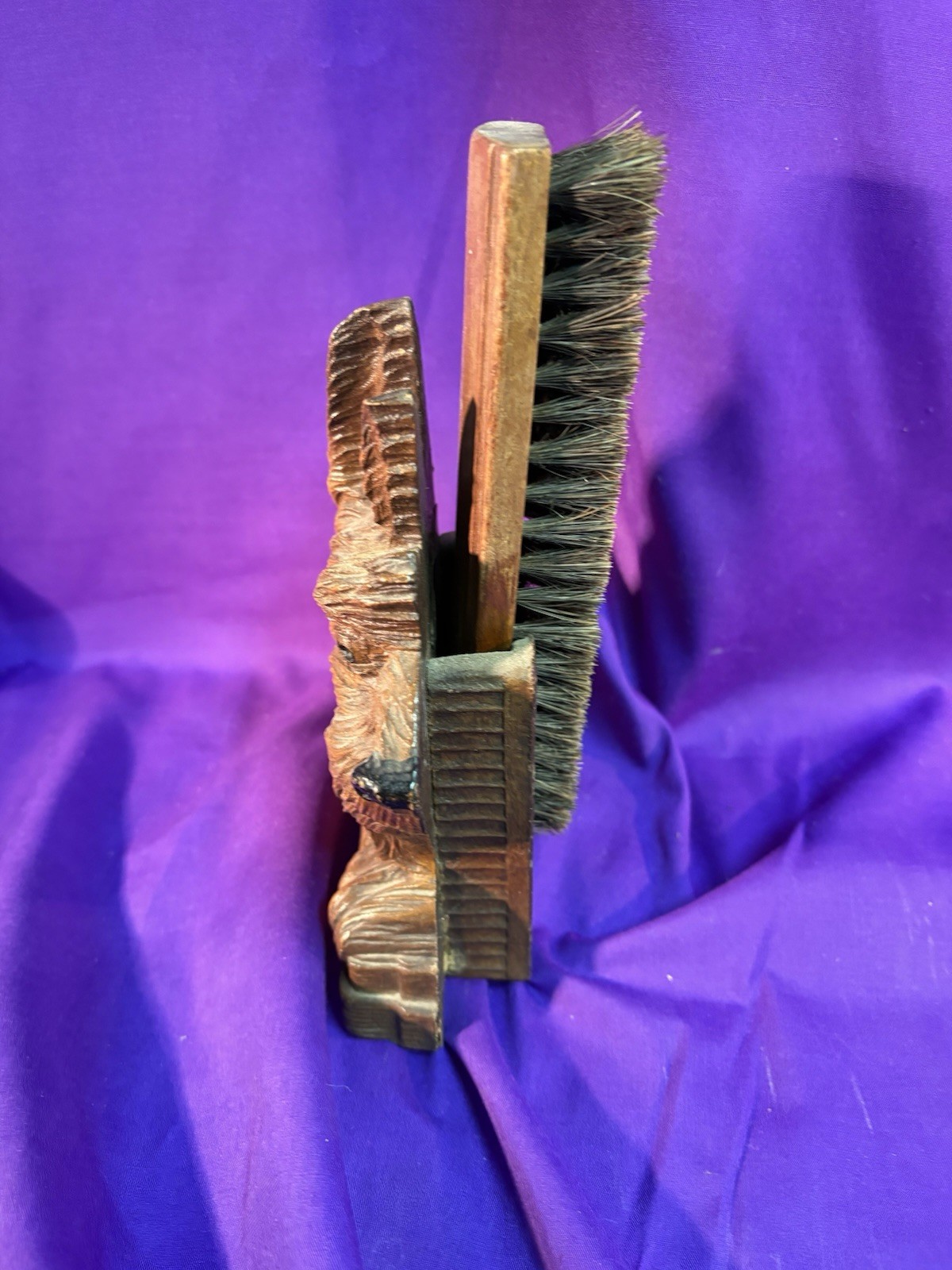 Syroco Wood Swank Scotty Dog Cloths Brush Holder