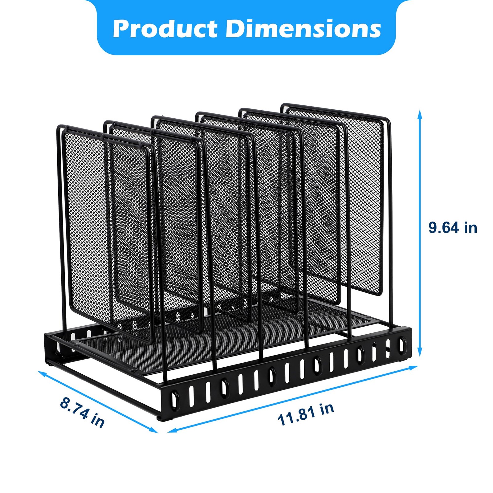 EASEPRES 5 Section Vertical Metal Mesh Desk File Organizer, Spacing Adjustable U