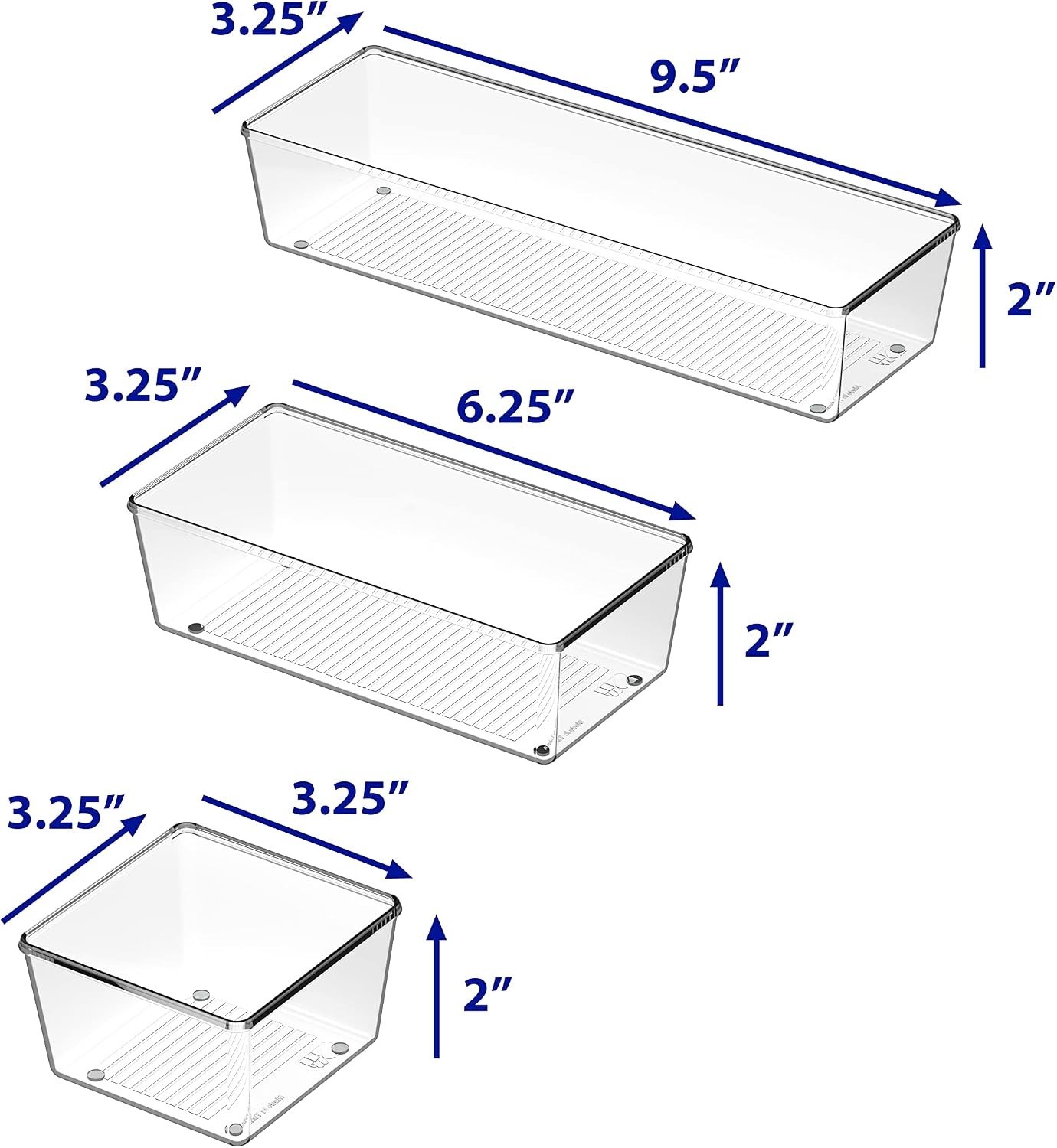 6 Pack Clear Storage Bins – Assorted Sizes for Ultimate Desk & Home Organization