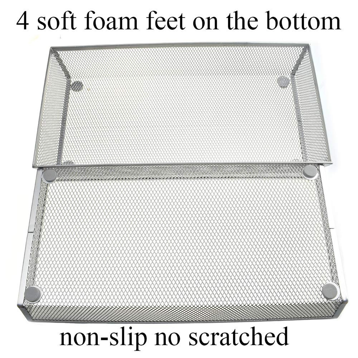 HAHIYO Stackable Mesh Tray Cup 12 x 6 x 2 inches Sturdy Container for Desk Dr…