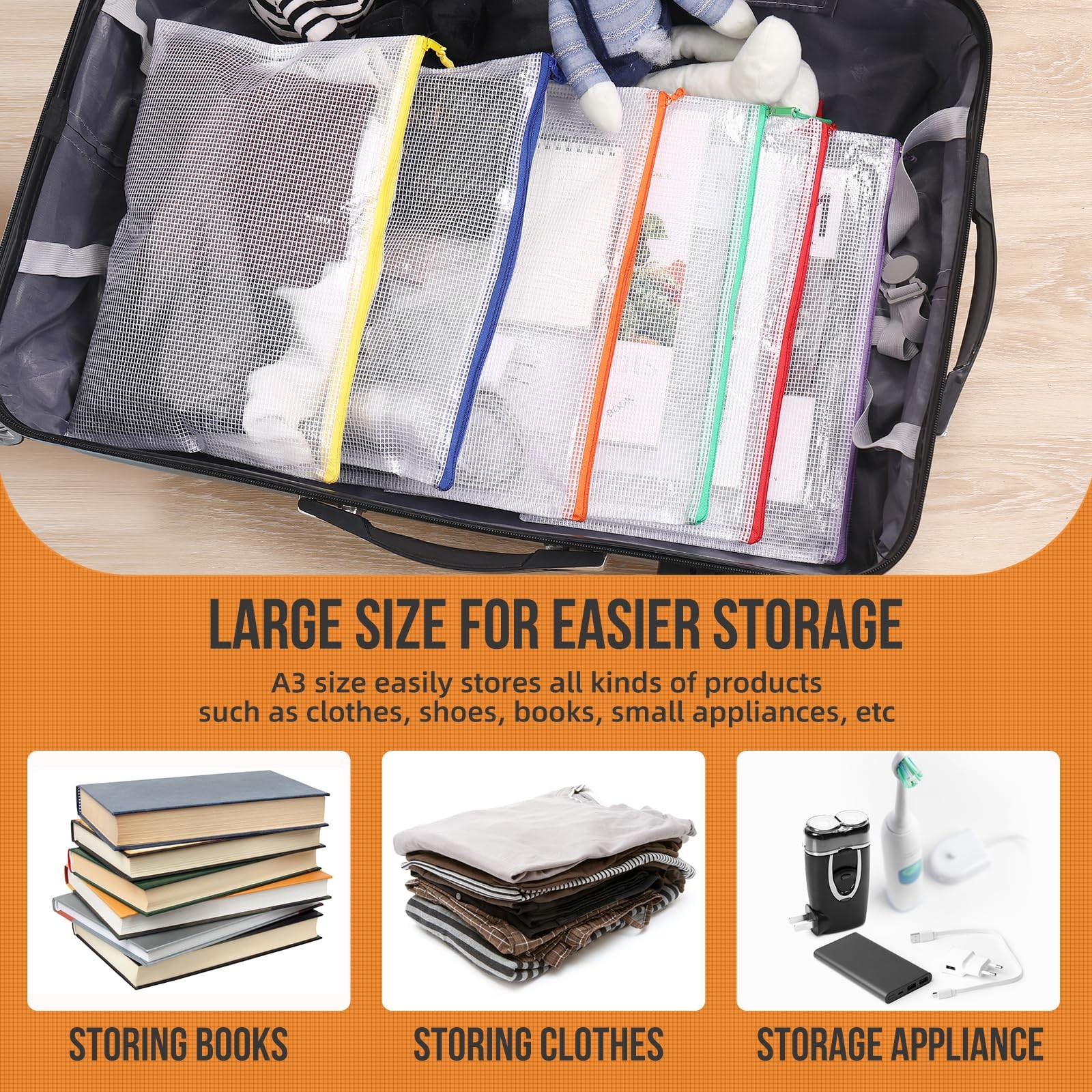 24pcs Mesh Zipper Pouch File Bags Puzzle Storage Bags, A3 17×12 Inches Large …