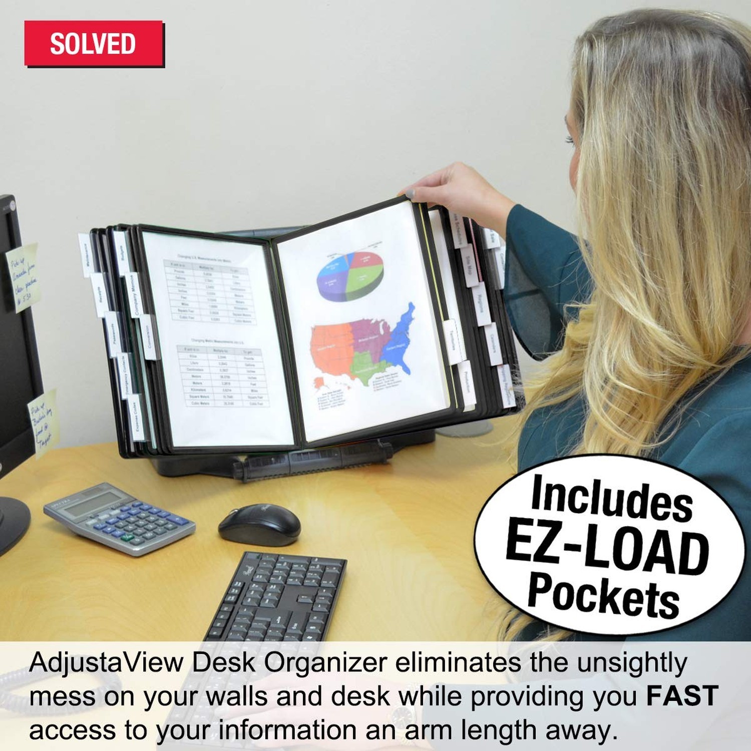 Ultimate Office AdjustaView 20-Pocket Desk Reference Organizer with Easy-Load…