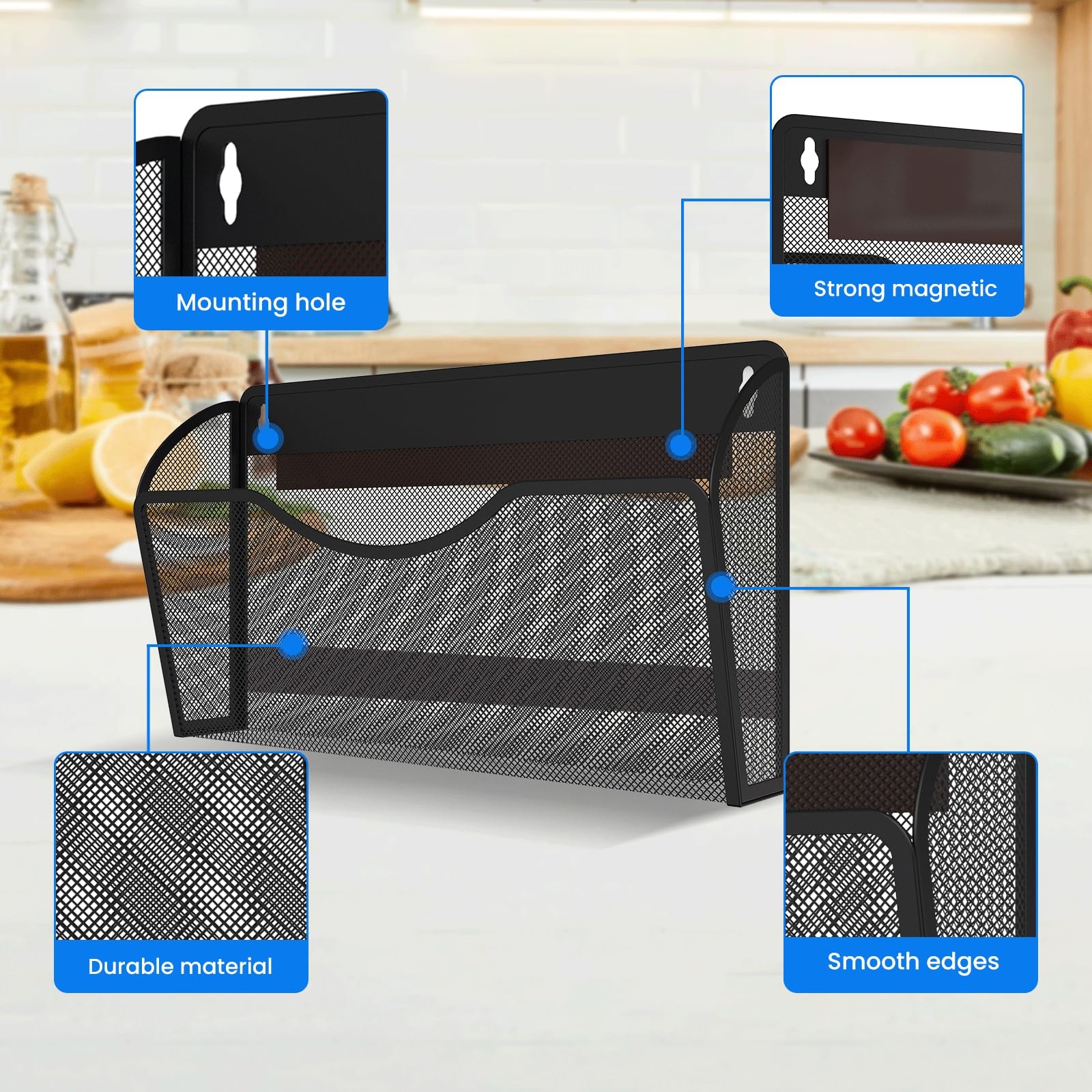KZWKRG Magnetic File Holder 3PCS Wall Folder Organizer, No Black