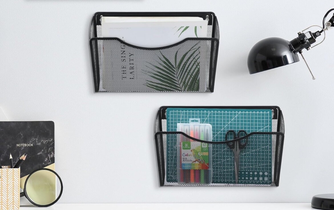 2 Pcs Mesh Letter Wall Hanging File Organizer Cubicle Wall Mounted File Holder