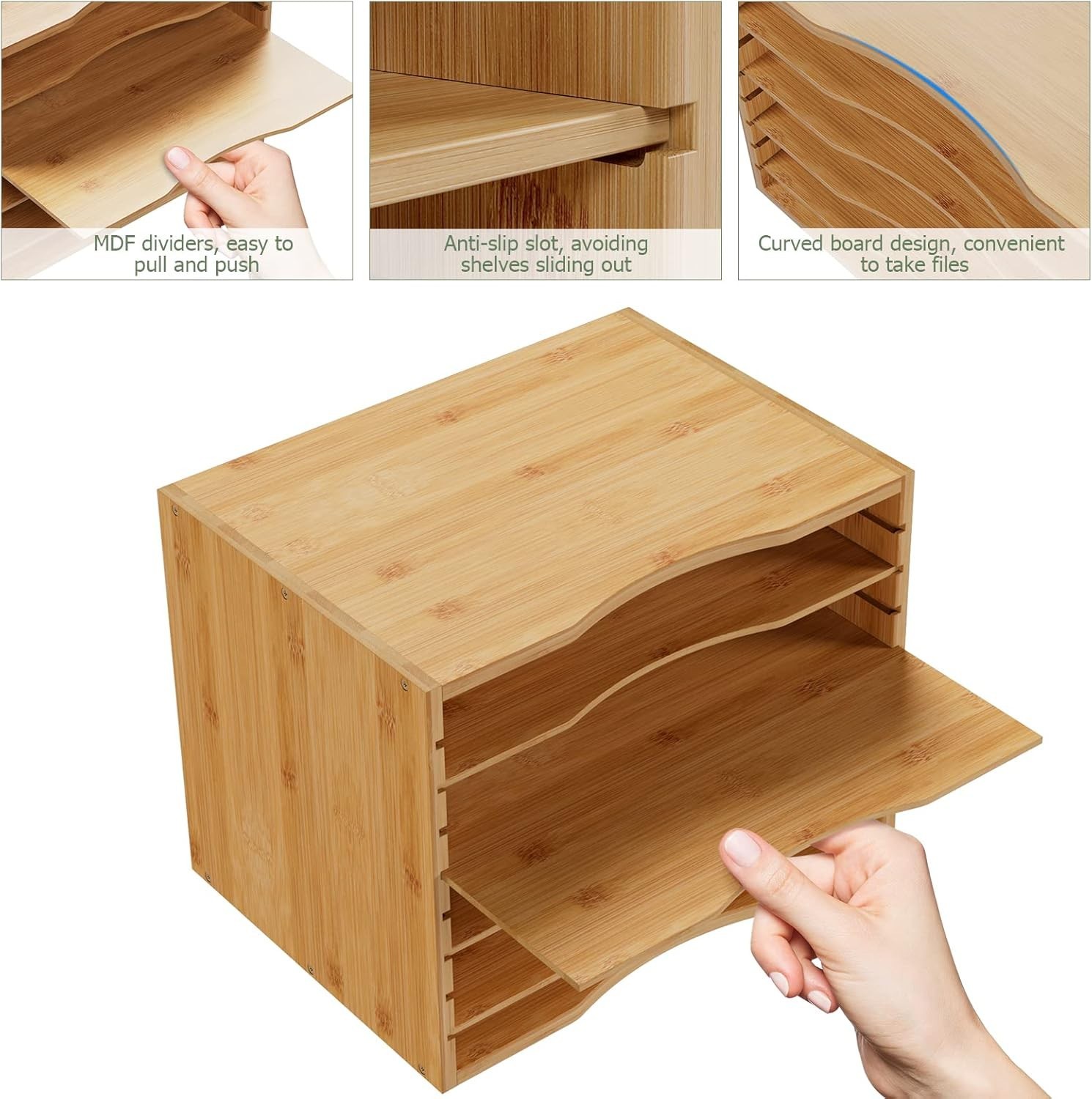 Elegant Bamboo 5-Tier Desktop Organizer with Adjustable Shelves for Home Office
