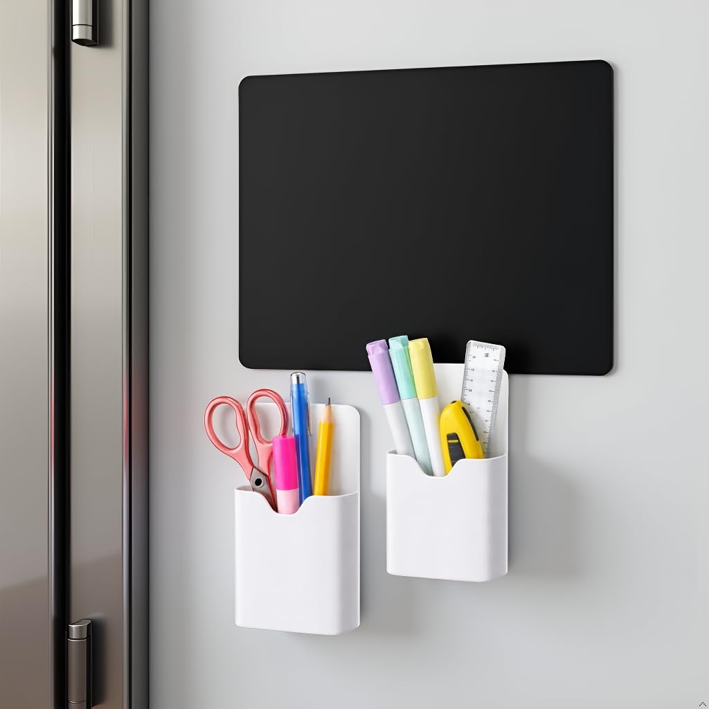 2 Pcs White Simple Design Magnetic Pen Holders for Whiteboard Fridge, Strong …