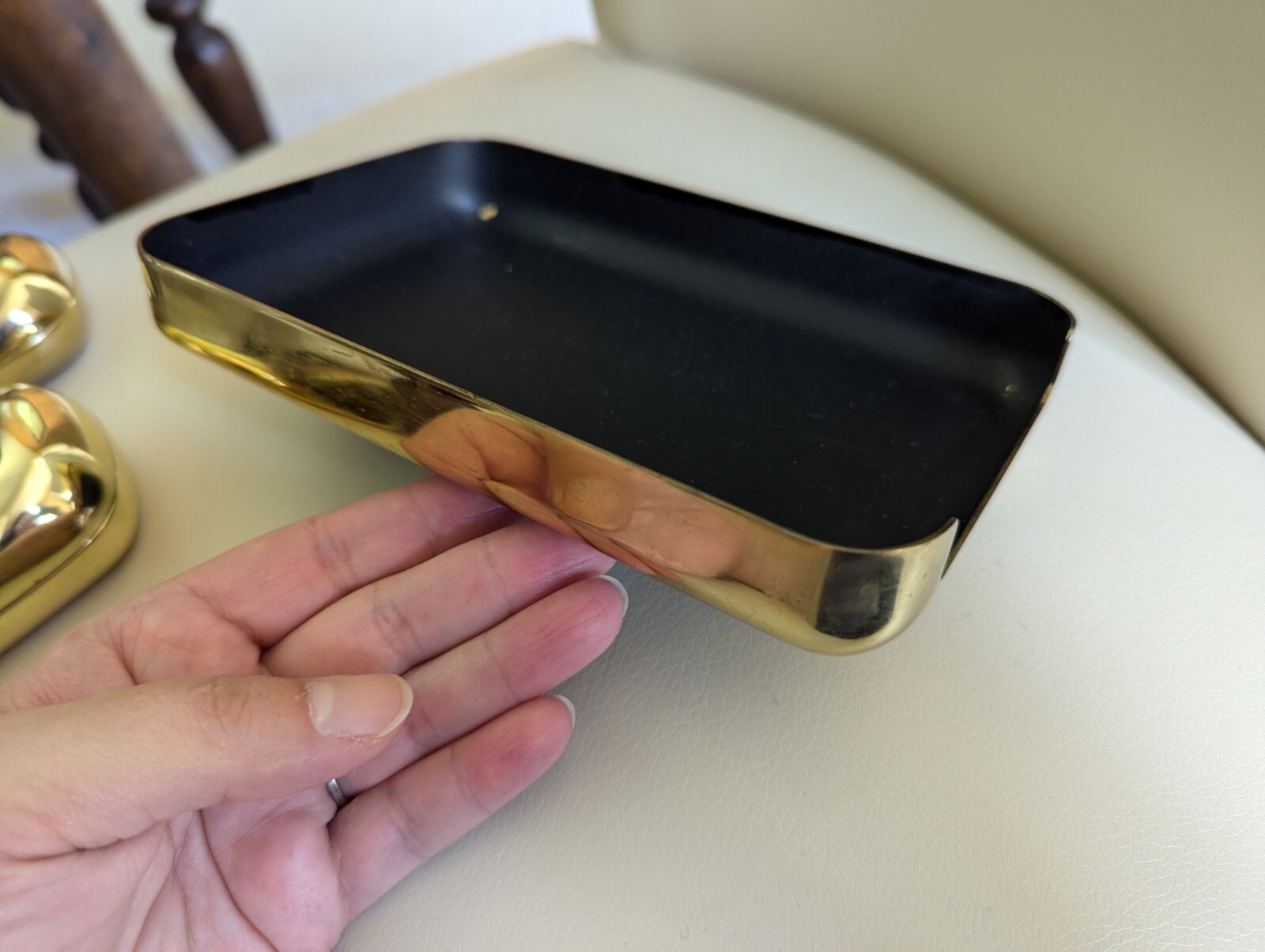 Eldon Emphasis Vintage Office Brass Note Pad Tray Business Card Paperclip Holder