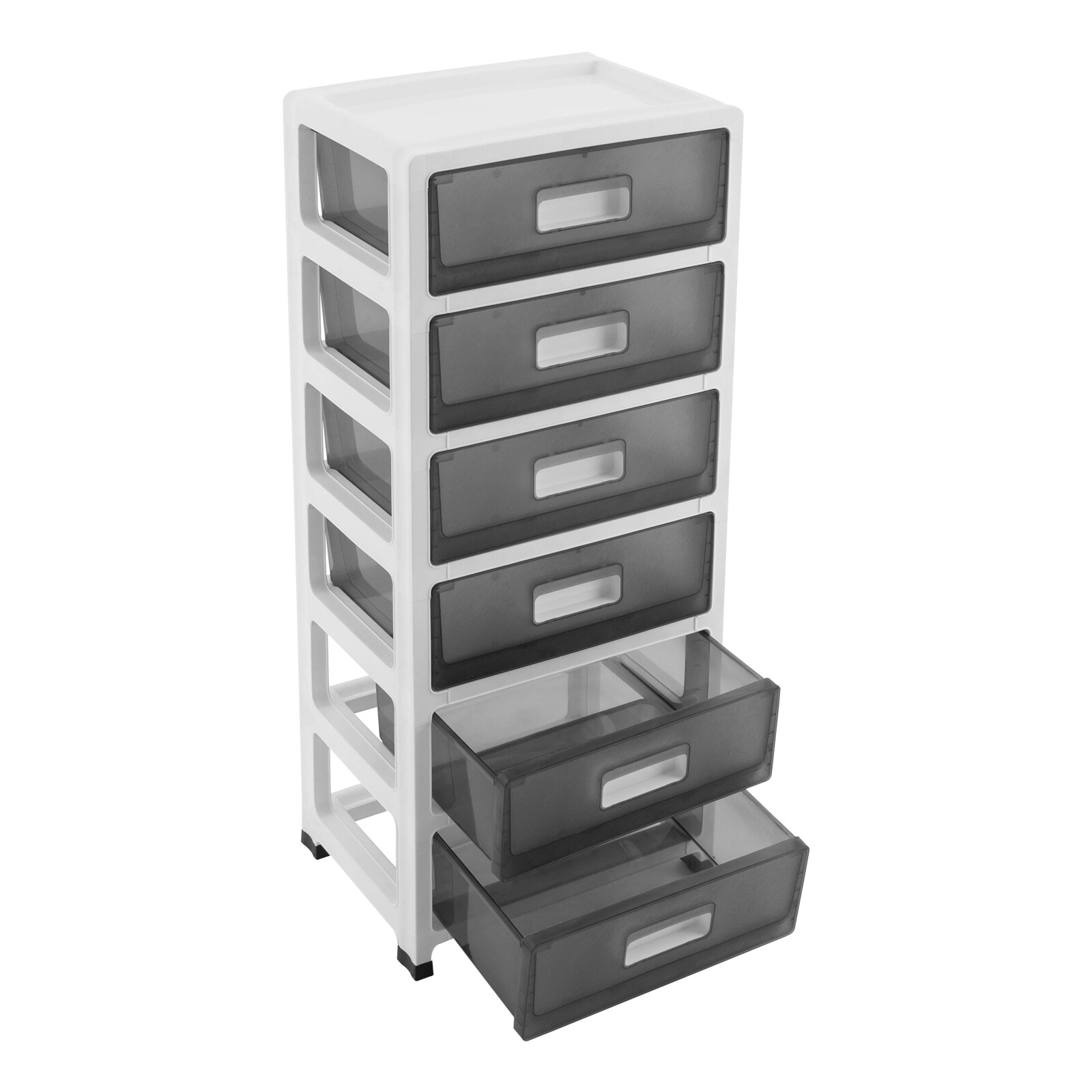 Large 6-Drawer Desktop Organizer with Open Tray Top, for Desk Organizer, Black