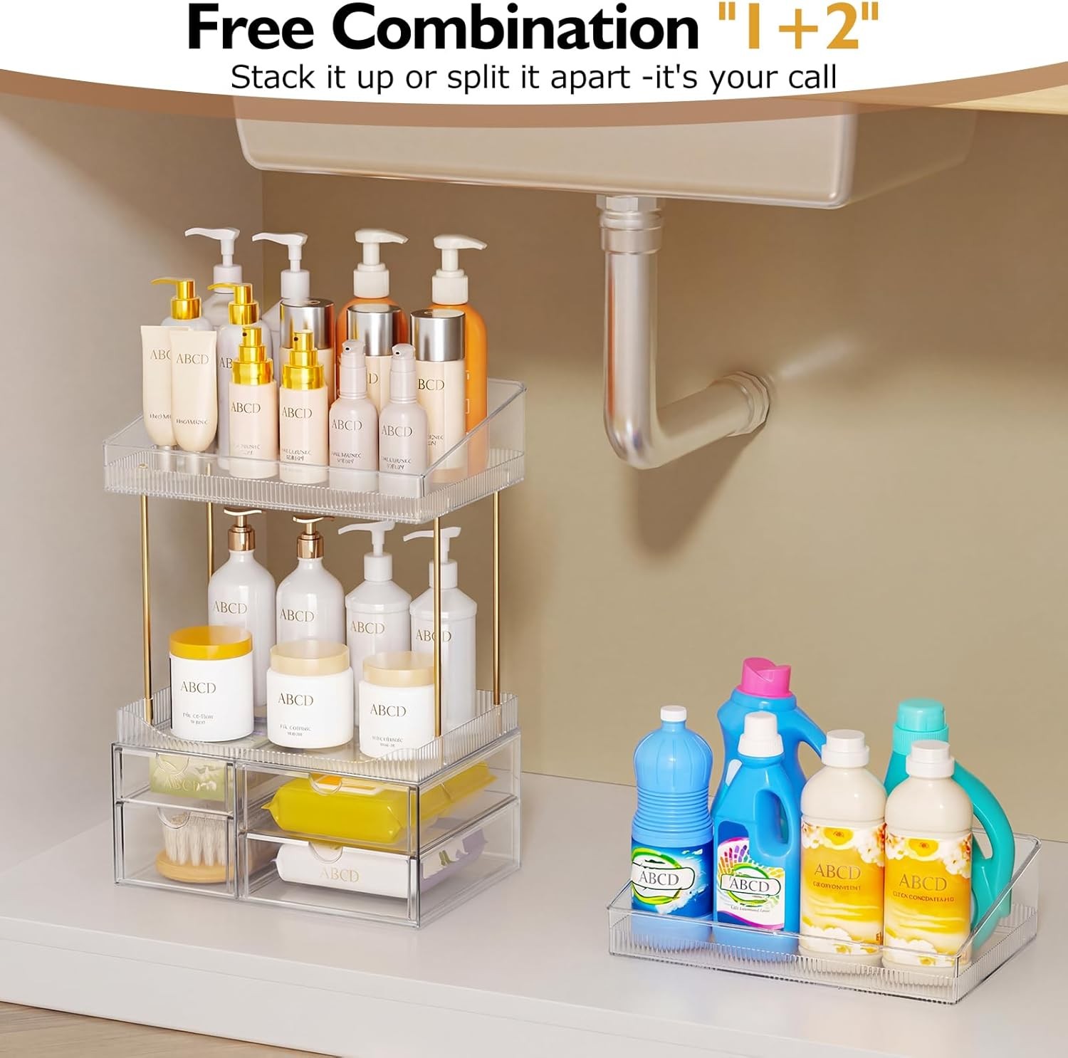 SNSLXH 4 Drawers Makeup Organizer – 4 Tier Makeup Storage, Cosmetics Organiser,
