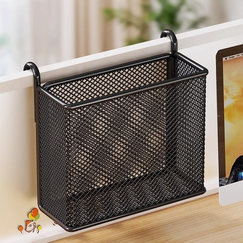 Hanging Pen Holder with Hook Storage – Wall-Mountable Desk Organizer for Offi…