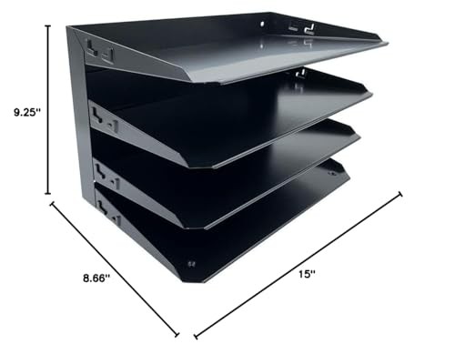 Black Desk Organizer Sorter with Four Slots for Papers Folders and Notes