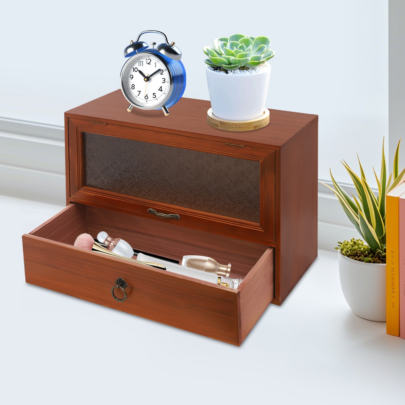 2-Tier Storage Drawer Box Cabinet for Desk – Organizing Unit for Kitchen Counter