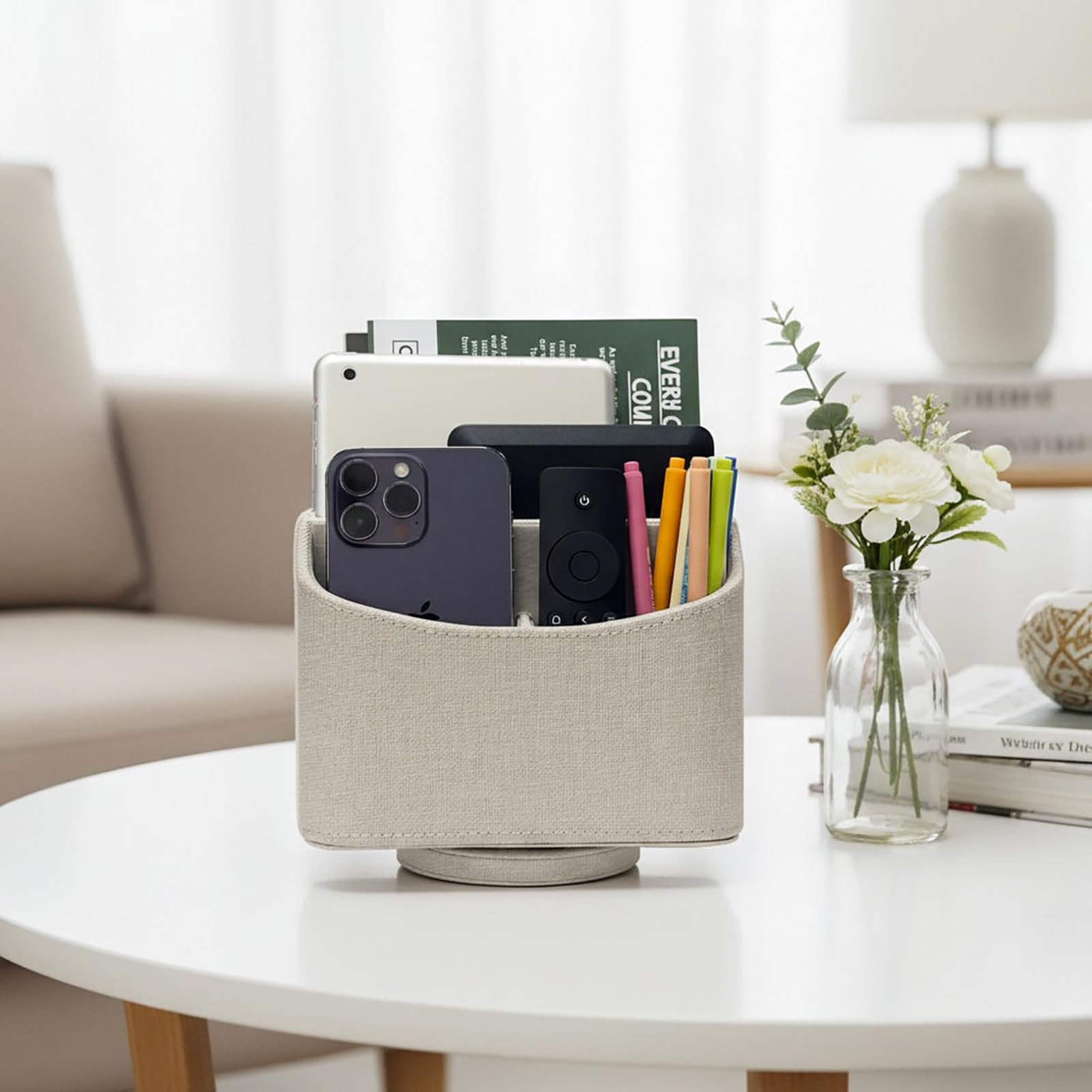 Rotating Desk Organizer, 360 Desk Spinning Caddy, Desktop TV Guide/Mail/Media…