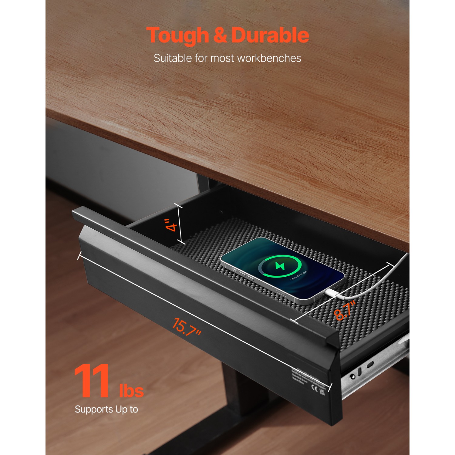 Uimoso 16 in Slide-Out Under Desk Drawer Organizer for Home or Office Use