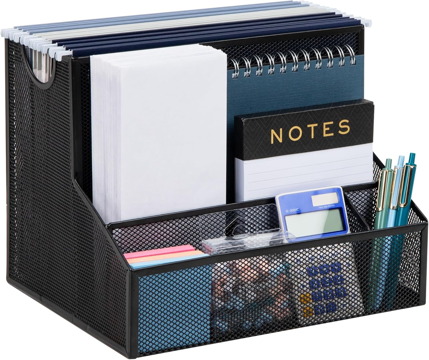 Desktop Organizer with Hanging File Storage, 4 Compartment Letter Size File Hold
