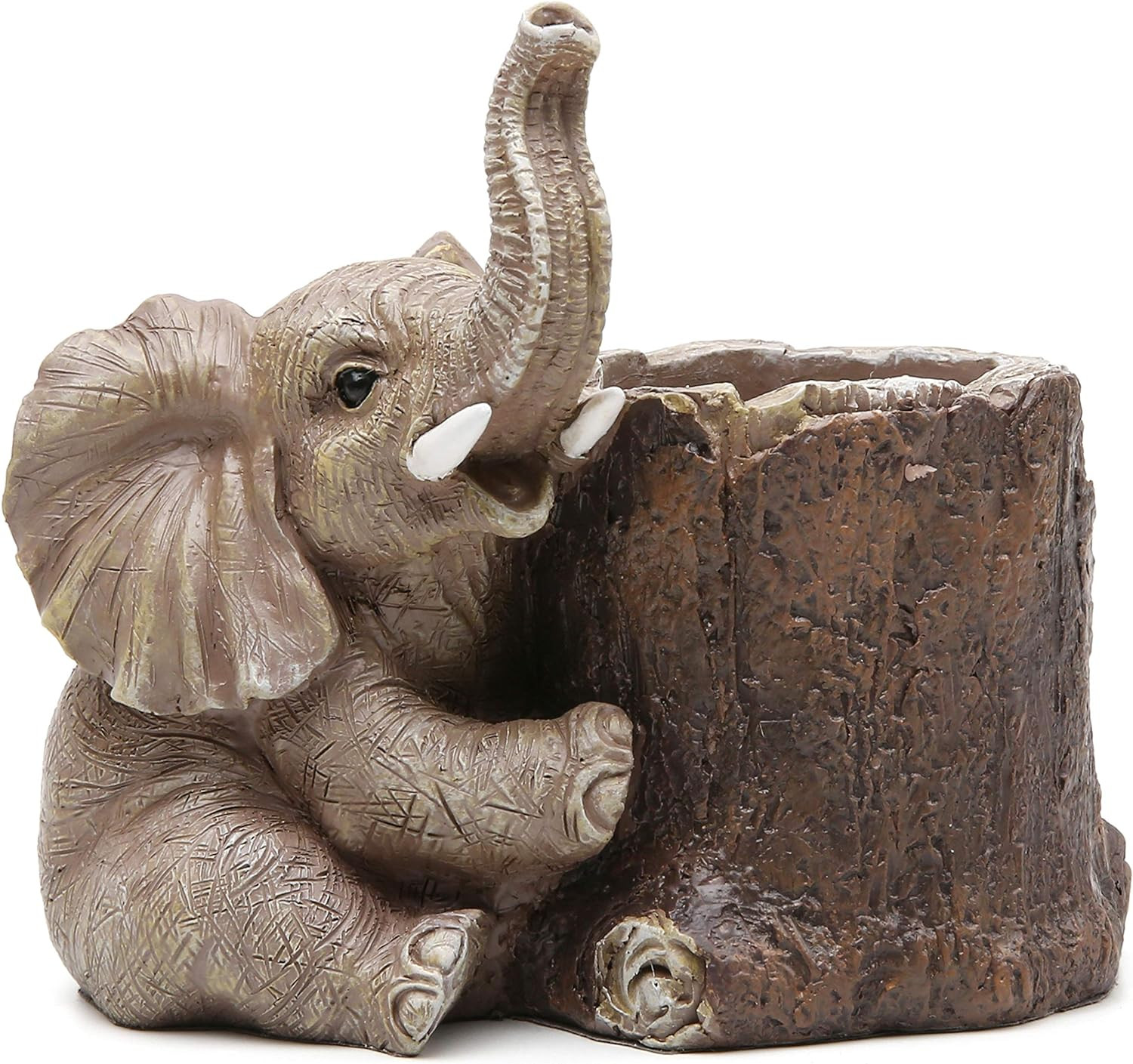 Resin Elephant Pen Holder, Cute Elephant Desk Organizer, Creative Animal Pen Cup