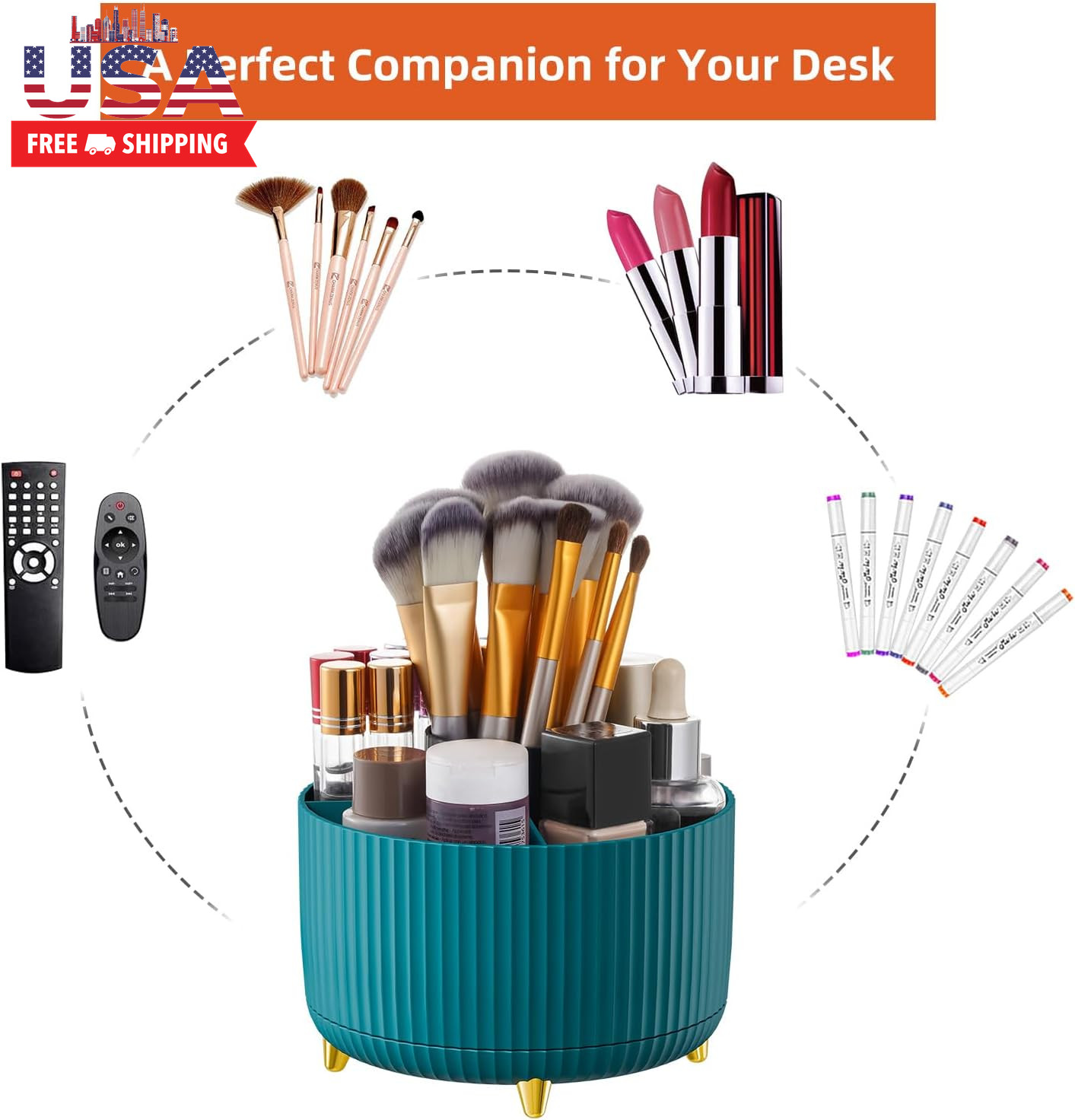 Desk Organizer, 360-Degree Rotating Pen Holder, Desk Organizers and Accessories