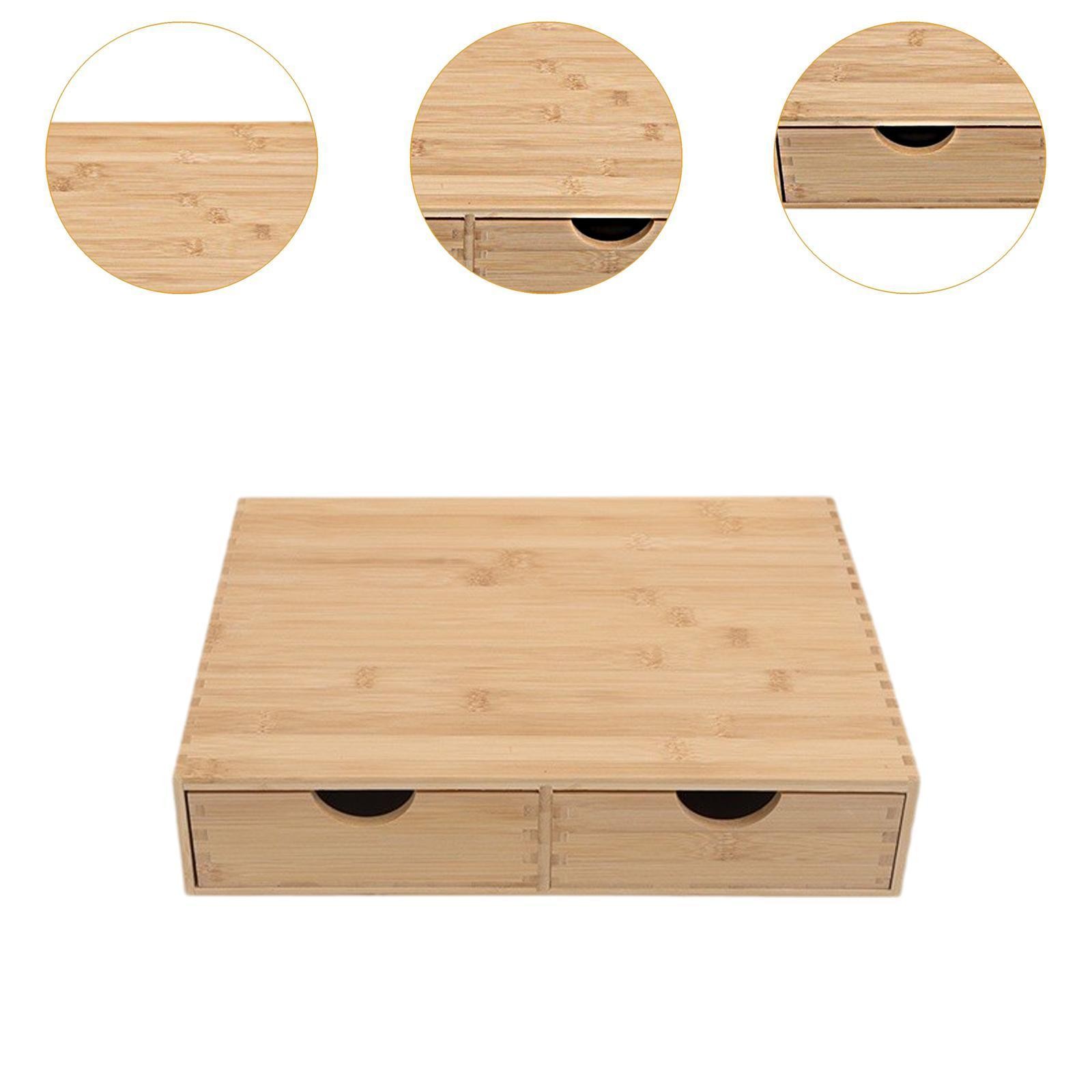 Bamboo Desk Organizer Cup Holder Home Decor No Assembly Required Desktop Drawer