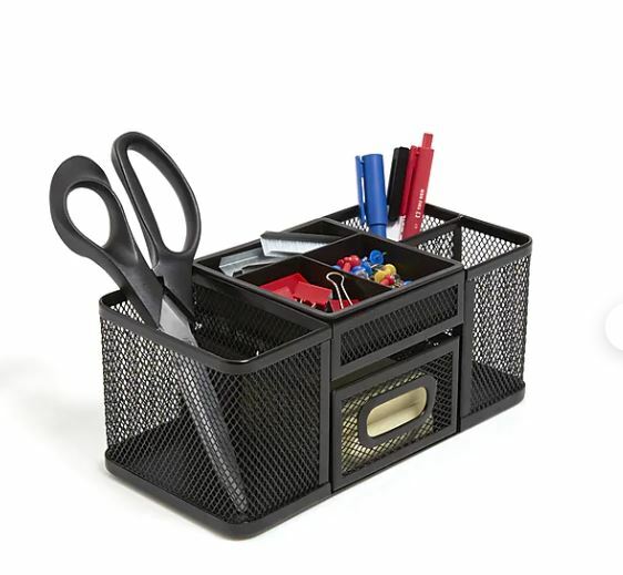 TRU RED 7-Compartment Wire Mesh Accessory Holder, Matte Black (TR57541)